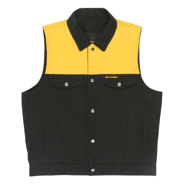 Hot Leathers VSM6104 Men's '2-Tone' Leather and Denim Club Style Biker Vest