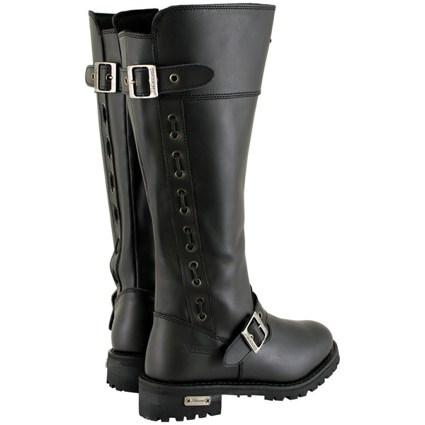 Xelement X93009 Women's Myna Black Performance Knee HighTall Leather Motorcycle Boots