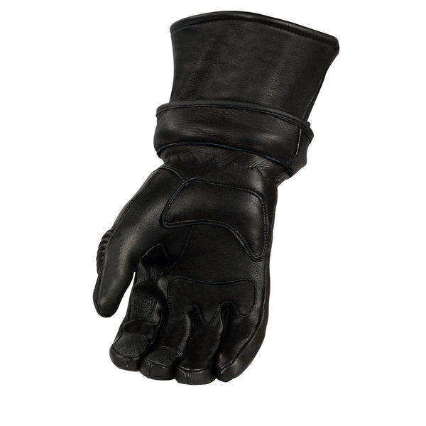 Xelement XG852 Men's Black Insulated Leather Deerskin Gauntlet Motorcycle Gloves