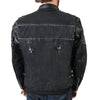 XKM1004 Men's Black Leather Vented Jacket with Reflective Piping