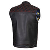 Xelement ‘Gold Series’ XS13002 Men's 'Stars and Stripes’ Black Leather Motorcycle Biker Vest with USA Flag Liner