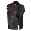 Xelement ‘Gold Series’ XS13002 Men's 'Stars and Stripes’ Black Leather Motorcycle Biker Vest with USA Flag Liner