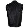 Xelement Men's Black Leather Motorcycle Vest Stars and Stripes Design with USA Flag Liner XS13003