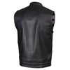 Xelement ‘Gold Series’ XS13004 Men's 'Dagger’ Black Leather Motorcycle Vest with Flannel Liner