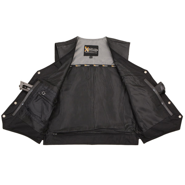 Xelement XS1927 Men's 'Road King' Black Motorcycle Leather Biker Vest