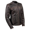 Xelement XS2002 Women's 'Temptress' Distress Brown Leather Armored Motorcycle Biker Jacket
