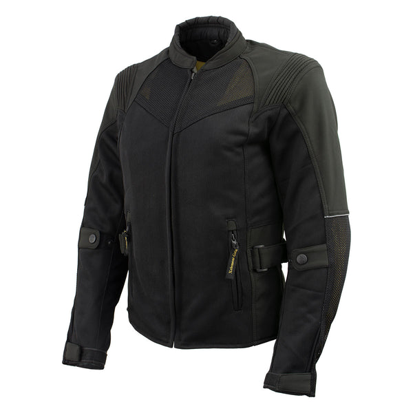 Xelement 'Gold Series' XS22006 Women's 'Be Cool' Black Textile and Soft-Shell Motorcycle Biker Jacket with X-Armor