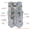 Xelement XS3540 Men's 'Wreck' Distressed Brown Multi-Pocket Motorcycle Biker Rider Leather Vest