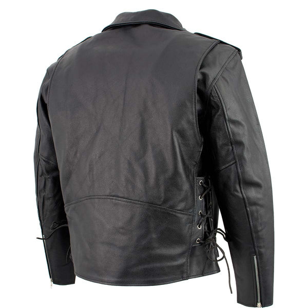 Men's XS400 Black Classic Side Lace Police Style Motorcycle Jacket
