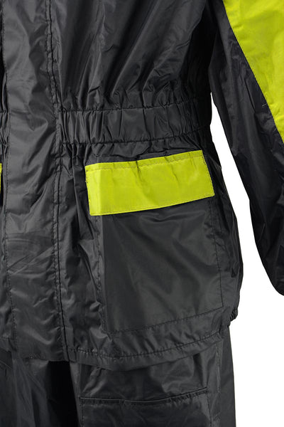 NexGen Ladies XS5001 Black and Hi-Vis Yellow Water Proof Rain Suit with Reflective Piping