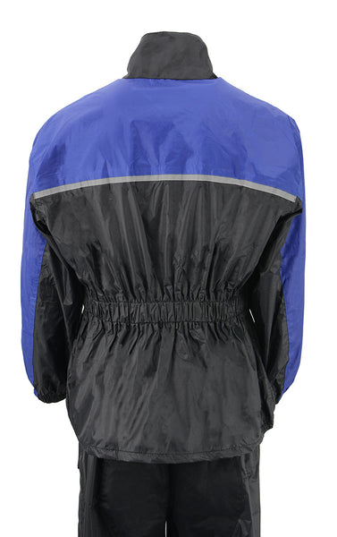 NexGen XS5031 Women's Blue and Black Water Proof Rain Suit with Cinch Sides