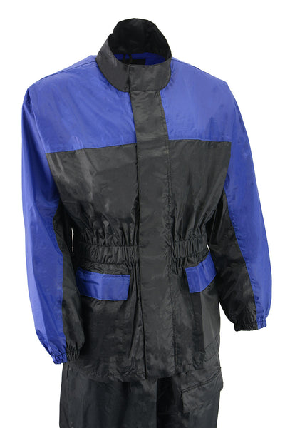 NexGen XS5031 Women's Blue and Black Water Proof Rain Suit with Cinch Sides
