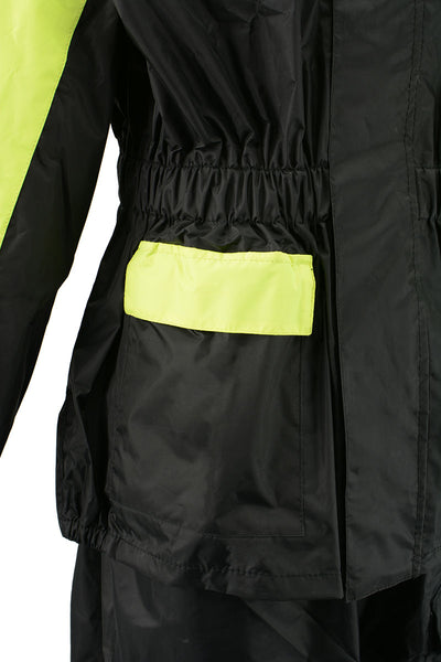 NexGen XS5031 Women's Yellow and Black Hi-Viz Water Proof Rain Suit with Cinch Sides