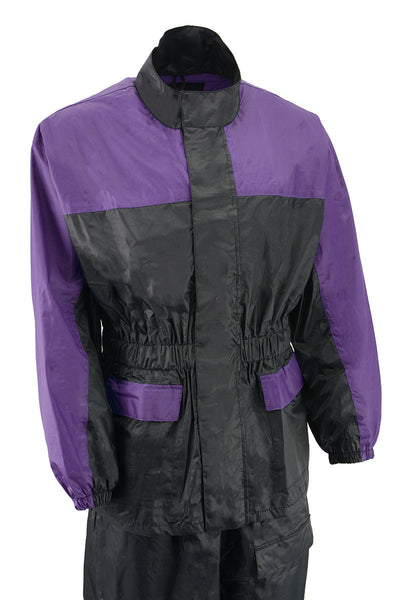 NexGen XS5031 Women's Purple and Black Water Proof Rain Suit with Cinch Sides