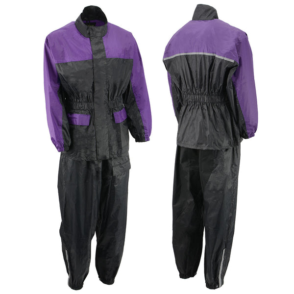 NexGen XS5031 Women's Purple and Black Water Proof Rain Suit with Cinch Sides