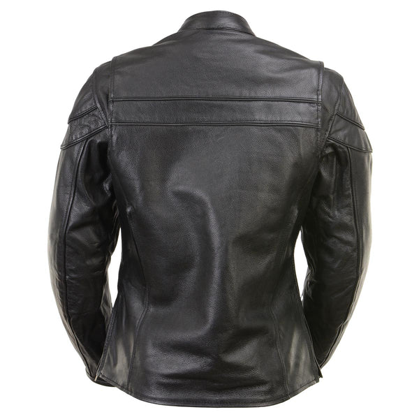 Xelement XS6332 Women's 'Road Queen' Black Premium Leather Motorcycle Rider Jacket with X-Armor Protection