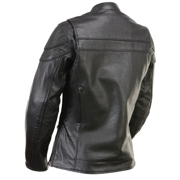 Xelement XS6332 Women's 'Road Queen' Black Premium Leather Motorcycle Rider Jacket with X-Armor Protection