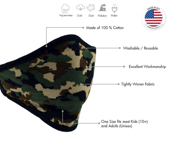 Xelement XS8006 'Camouflage Print' USA Made 100 % Cotton Protective Face Mask