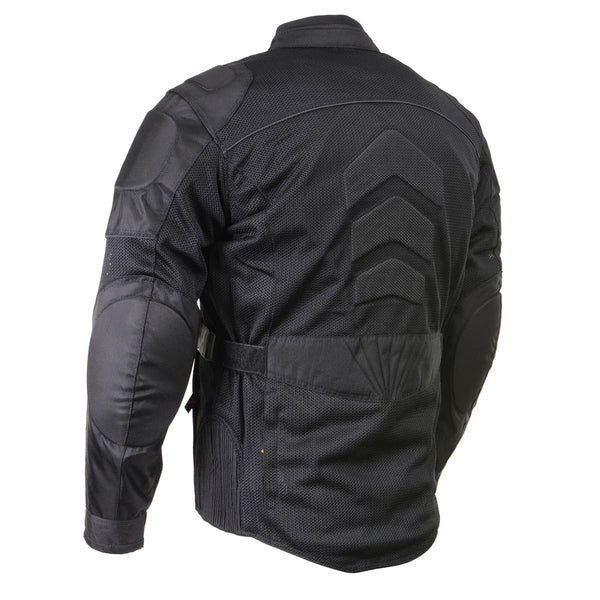 Xelement XS8160 Men's 'Shadow' All Season Black Tri-Tex and Mesh Motorcycle Rider Jacket with X-Armor Protection