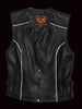 Milwaukee Leather XS1293 Ladies ‘Winged’ Solid Black Studded Leather Vest