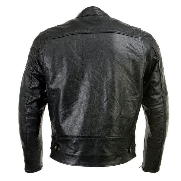 Xelement XSPR105 Men's 'The Racer' Black Leather Armored and Vented Motorcycle Biker Rider Racing Jacket