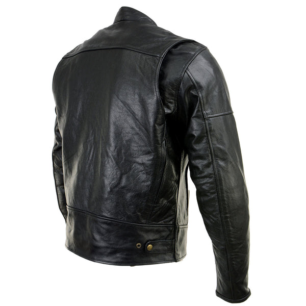 Xelement XSPR105 Men's 'The Racer' Black Leather Armored and Vented Motorcycle Biker Rider Racing Jacket