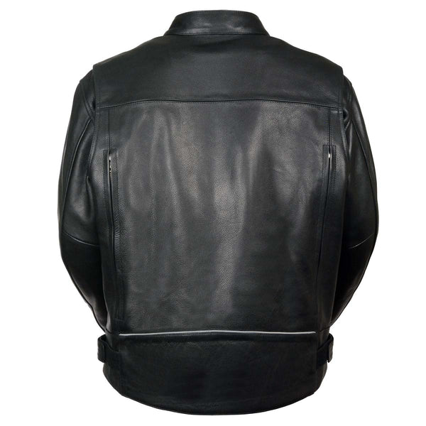 Z1R1540 Men’s ‘357’ Classic Collarless Black Leather Jacket