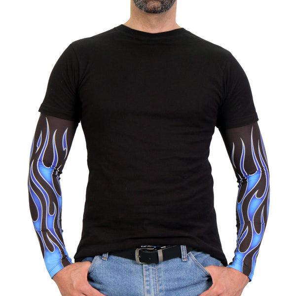 Hot Leathers ARM1005 Flames Blue Arm Sleeve