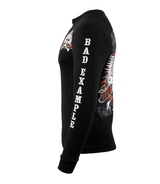 Biker Clothing Co. BCC117002 Men's Black 'Bad Example, You've Been Warned' Long Sleeve T-Shirt