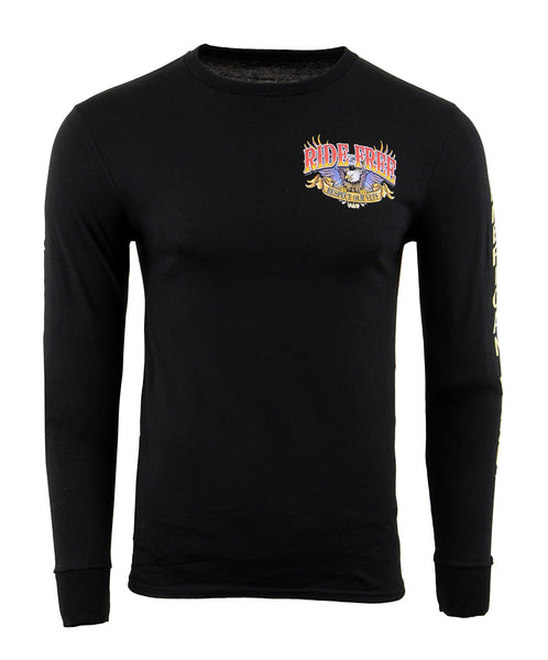 Biker Clothing Co. BCC117005 Men's Black 'Ride Free, American Made' Long Sleeve T-Shirt