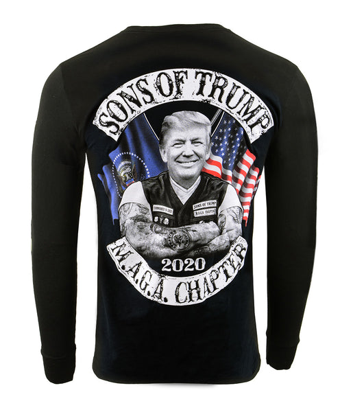 Biker Clothing Co. BCC117007 Men's Black 'Sons of Trump' Motorcycle Long Sleeve T-Shirt