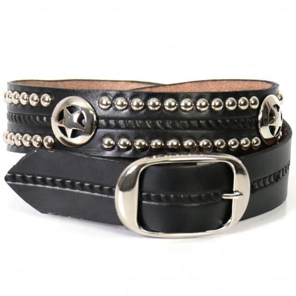 Hot Leathers BLE1010 Western Star and Studs Black Leather Belt
