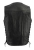 M Boss Motorcycle Apparel BOS13507 Men's Black Side Lace Leather Vest with Buffalo Nickel Snaps