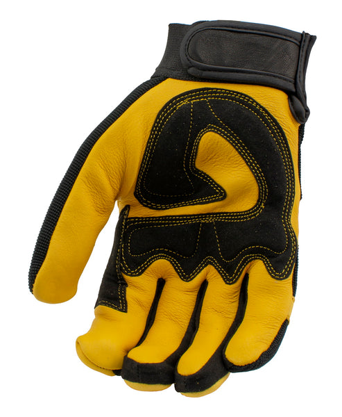 Xelement XG37548 Men's Yellow and Black Full Grain Deerskin Gloves