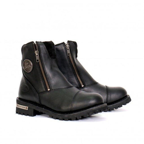 Hot Leathers BTL1002 Ladies Black 6-inch Double Zip Cap Toe Leather Boots