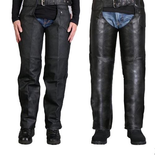 Hot Leathers CHM1003 Black Heavyweight Braided Uni-Sex Leather Chaps