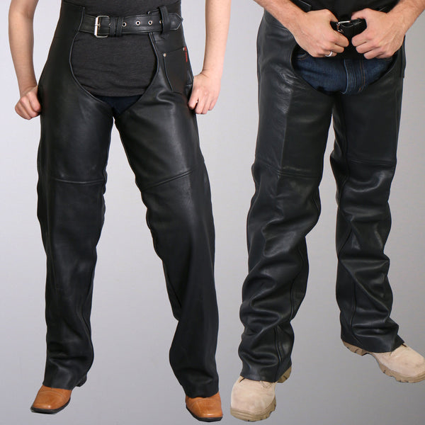 Hot Leathers CHM1005 Best Quality Fully Lined Unisex Black Leather Chaps