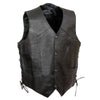 Event Leather ELM3915 Men's Black Side Lace Motorcycle Leather Vest with Skull and Cross Bones Emboss