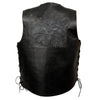 Event Leather ELM3940 Black Motorcycle Leather Side Lace Vest for Men w/ Eagle Head and Stars Emboss