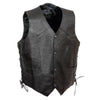 Event Leather ELM3940 Black Motorcycle Leather Side Lace Vest for Men w/ Eagle Head and Stars Emboss
