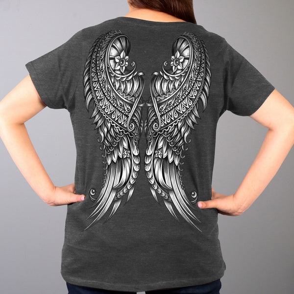 Hot Leathers GLD1507 Ornate Angel Wings Curvy Ladies T-Shirt