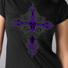 Hot Leathers GLR1469 'Studded Fleur De Lis Cross' Ladies Black T-Shirt