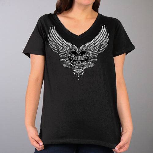 Hot Leathers GLR1509 Silver Flight Forever Free Ladies Tee
