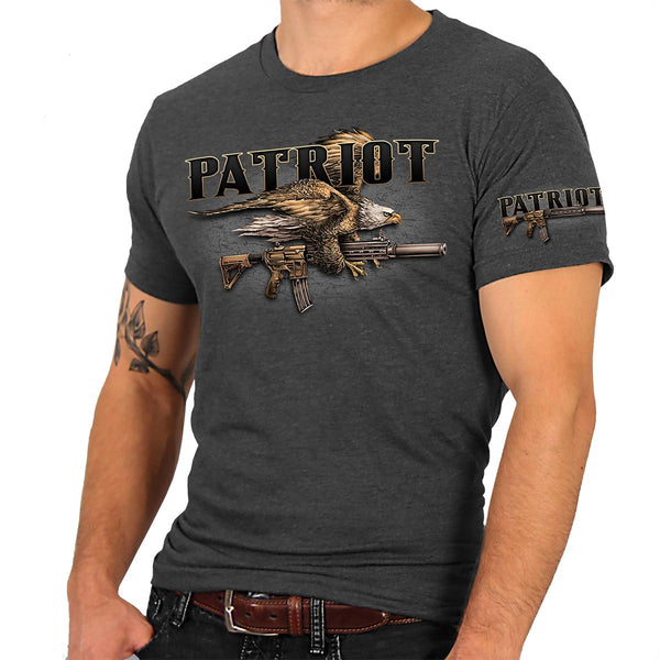 Hot Leathers GMD1004 Men's Heather Gray 'SSLV Patriot Gun' T-Shirt