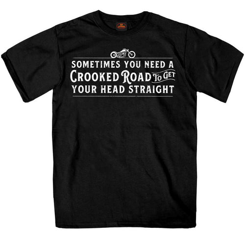 Hot Leathers GMS1438 Men’s ‘Crooked Road‘ Short Sleeve Black T-Shirt