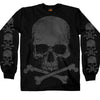 Hot Leathers GMS2305 Men’s ‘Jumbo Print Skull and Cross Bones Long Sleeve Black T-Shirt