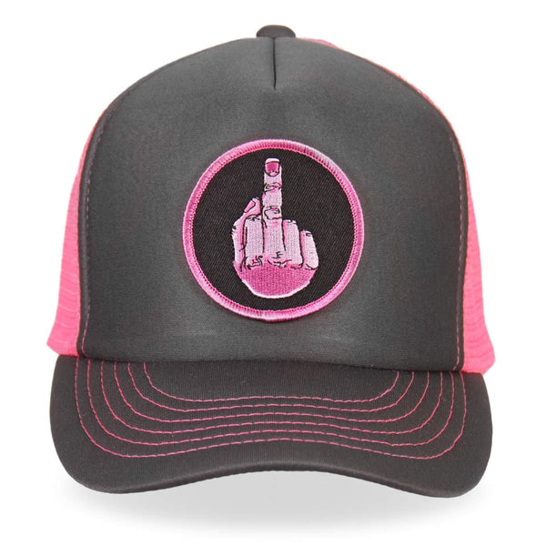 Hot Leathers GSH1001 Middle Finger Grey and Pink Trucker Hat