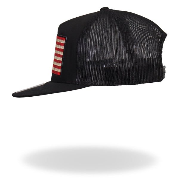 Hot Leathers GSH2005 Vintage American Flag All Black Snap Back Hat