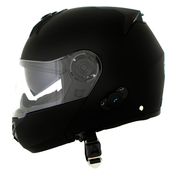 Milwaukee Helmets H7005 Flat Black 'Mayday' Modular Motorcycle Helmet –