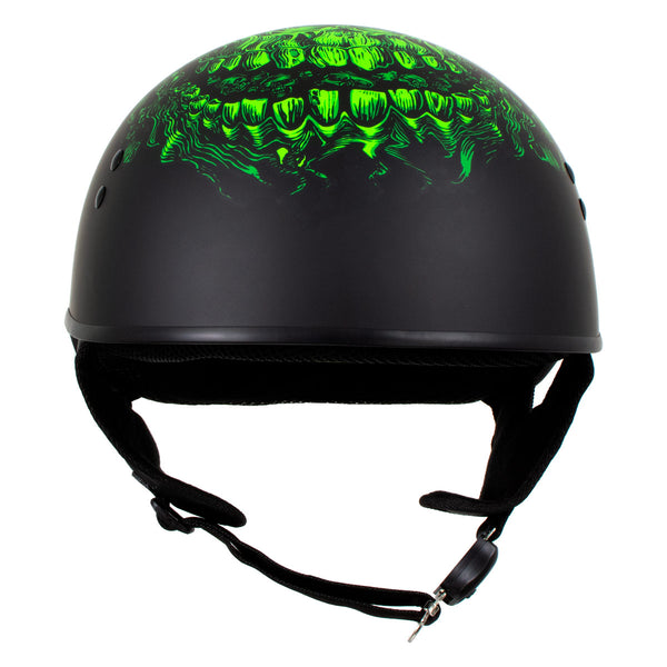 Hot Leathers HLD1030 Flat Black 'Shredder' Motorcycle DOT Approved Skull Cap Half Helmet for Men and Women Biker